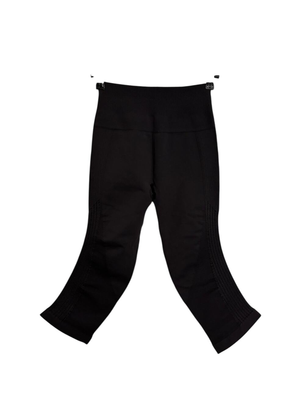 Lululemon Seamless Crop Leggings Black Sz 4 Engineered Ribbing Compression Knit